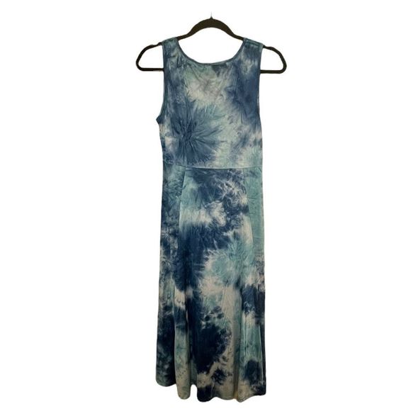 One World Live and Let Live Blue Tie Dye High Low Boho Sleeveless Dress Size L - Picture 4 of 10